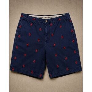 Lobster Embroidered Shorts Mens 38 Caribbean Joe Navy Preppy Coastal Chino